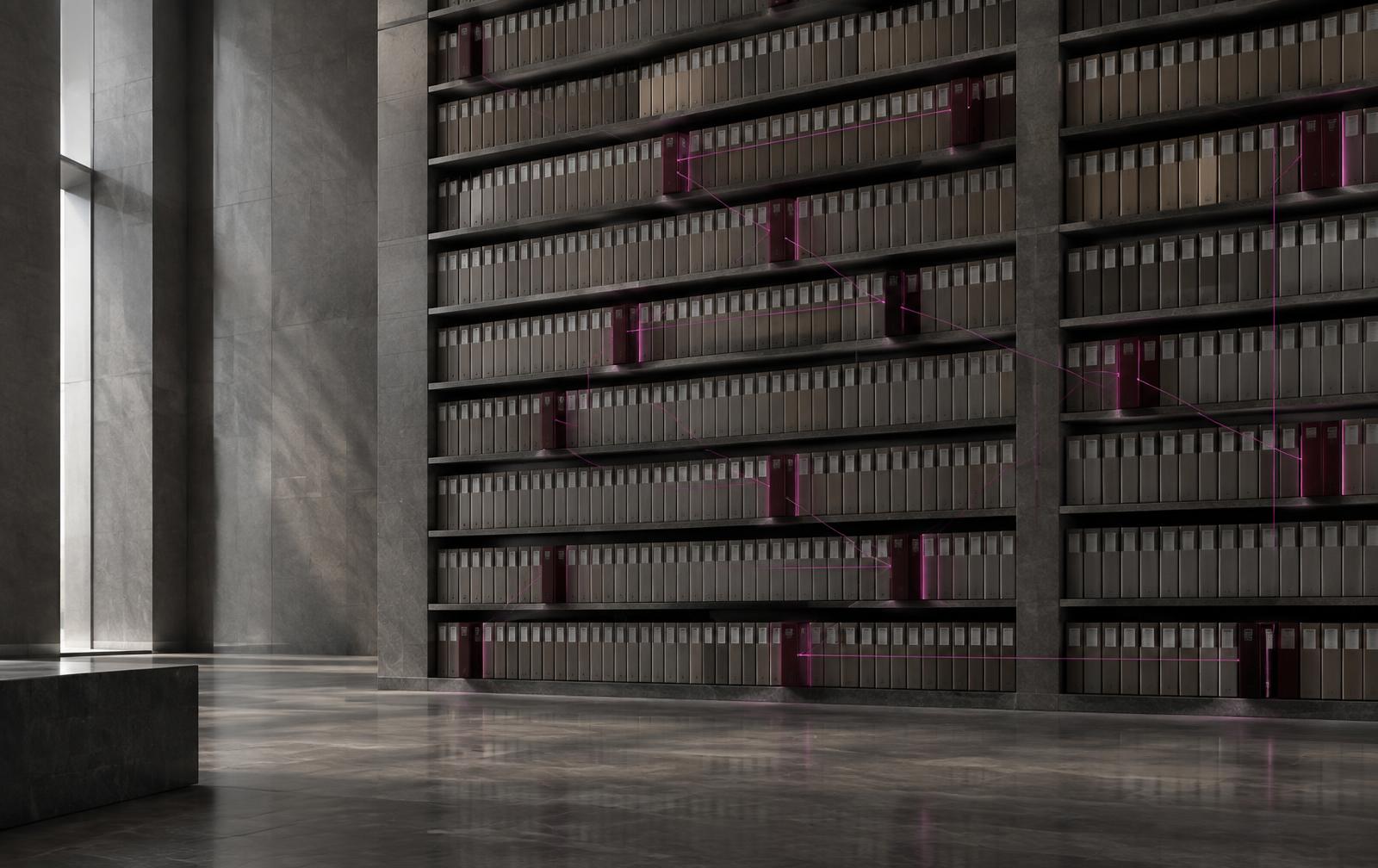 An institutional archive connected by a private knowledge network